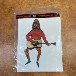 VTG Hound Dog Playing Guitar Iron On Transfer